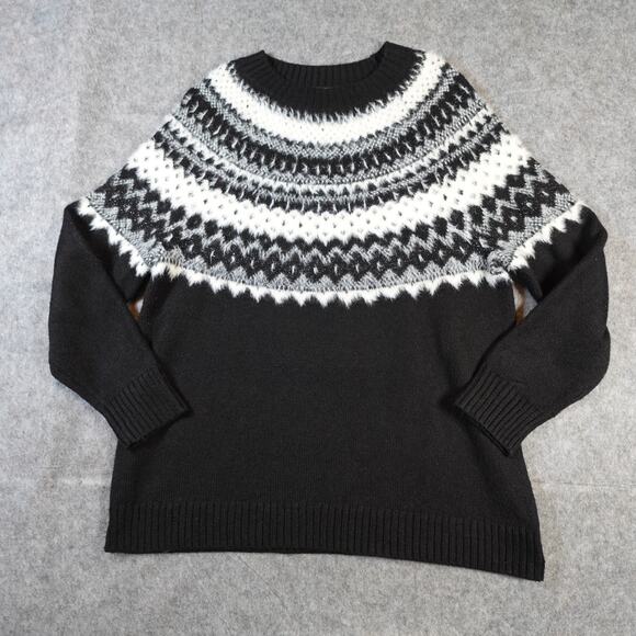 Talbots Sweaters - Talbots Sweater Womens 2X Fair Isle Nordic Festive Chunky Knit Black White